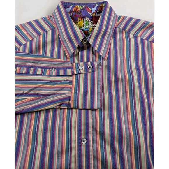 Robert Graham Other - Robert Graham Shirt Mens L Multicolor Stripe Flip Cuff Long Sleeve